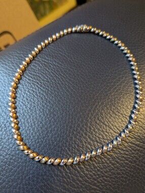 Vintage Italian 925 Sterling Silver Two-Tone San Marco Link Choker Necklace 40cm
